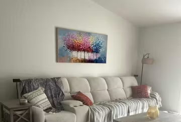 RAINBOW FOREST: Textured Impasto Trees Oil Painting photo review