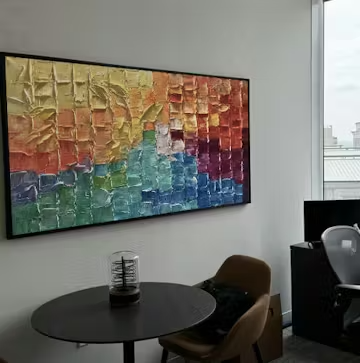 RAINBOW HARMONY: Textured Impasto Abstract Oil Painting photo review