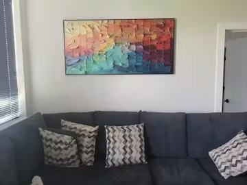 RAINBOW HARMONY: Textured Impasto Abstract Oil Painting photo review