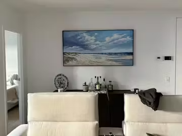 SEASIDE SERENITY: Textured Coastal Beach Oil Painting photo review