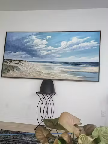 SEASIDE SERENITY: Textured Coastal Beach Oil Painting photo review