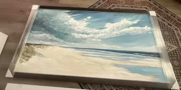 SEASIDE SERENITY: Textured Coastal Beach Oil Painting photo review