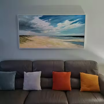 SEASIDE SERENITY: Textured Coastal Beach Oil Painting photo review
