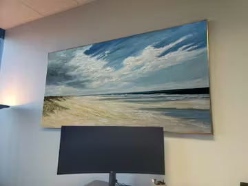 SEASIDE SERENITY: Textured Coastal Beach Oil Painting photo review
