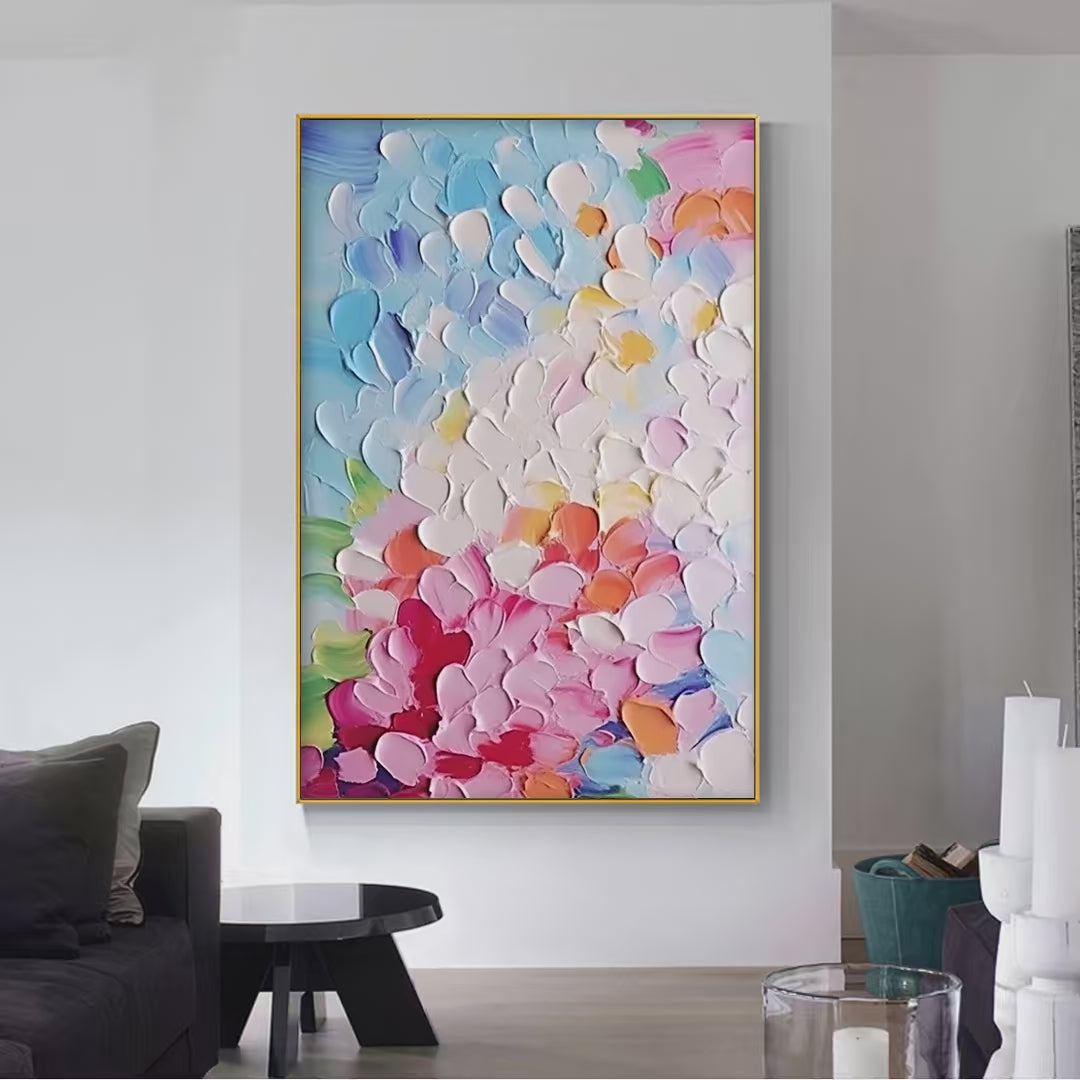 BLOOMING BOUQUET: Textured Impasto Floral Painting in Vibrant Colors - Image 4