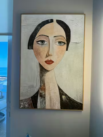 SERENE GAZE: Textured Figurative Portrait Oil Painting photo review