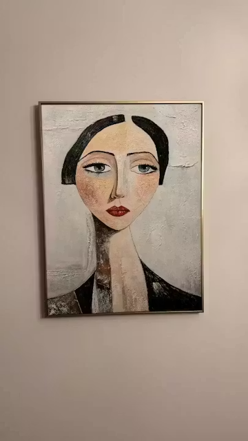 SERENE GAZE: Textured Figurative Portrait Oil Painting photo review
