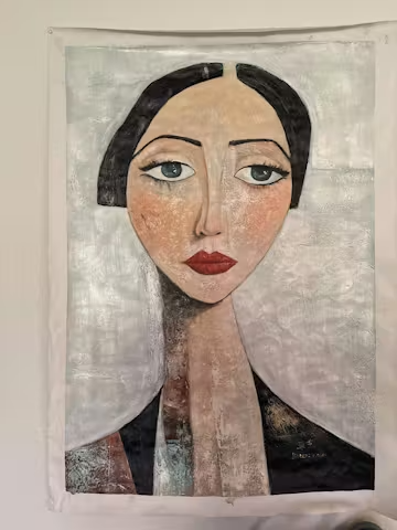 SERENE GAZE: Textured Figurative Portrait Oil Painting photo review