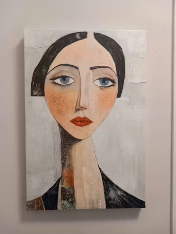SERENE GAZE: Textured Figurative Portrait Oil Painting photo review