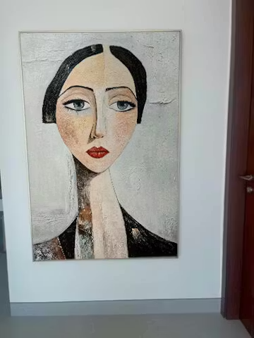 SERENE GAZE: Textured Figurative Portrait Oil Painting photo review