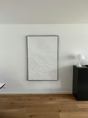 SERENE RIPPLES: Abstract Minimalist Textured White Painting for Living Room photo review