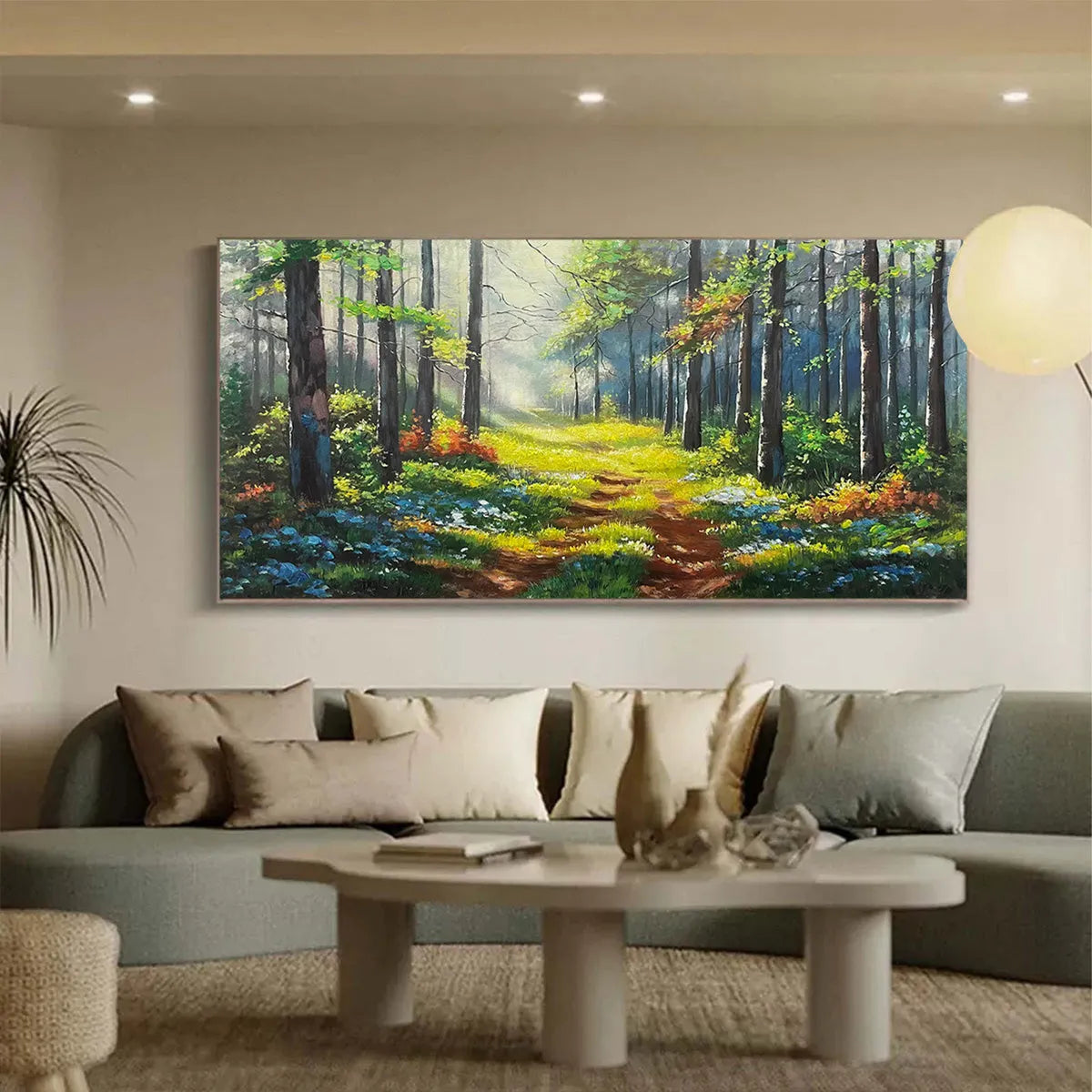 FOREST PATH: Forest Landscape Painting, Nature Trail, Green, Living Room, Bedroom, Office - Image 8