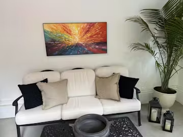 SOLAR FLARE: Textured Impasto Abstract Oil Painting photo review