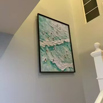 SURF'S UP: Textured Aerial View of Surfers Oil Painting photo review