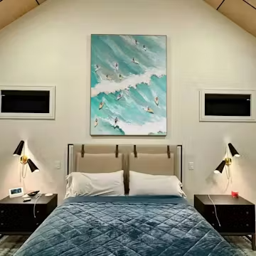 SURF'S UP: Textured Aerial View of Surfers Oil Painting photo review