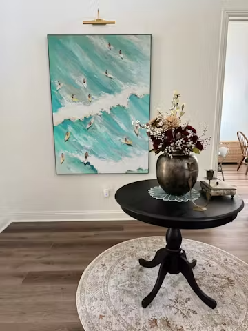SURF'S UP: Textured Aerial View of Surfers Oil Painting photo review