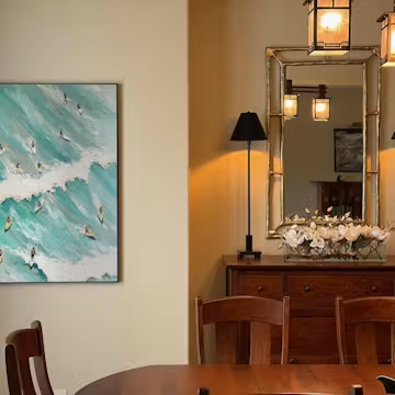 SURF'S UP: Textured Aerial View of Surfers Oil Painting photo review