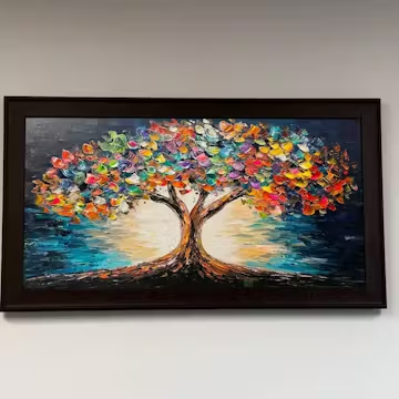 TREE OF LIFE: Textured Impasto Colorful Tree Oil Painting photo review