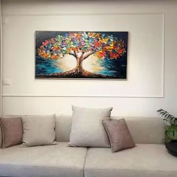TREE OF LIFE: Textured Impasto Colorful Tree Oil Painting photo review