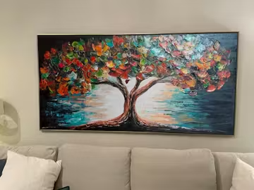 TREE OF LIFE: Textured Impasto Colorful Tree Oil Painting photo review