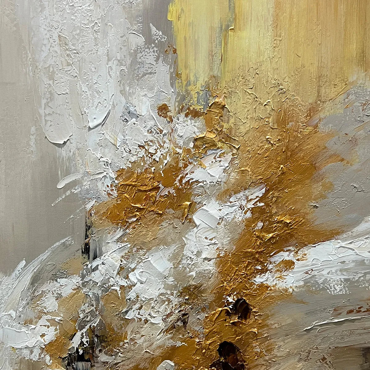 GOLDEN WHISPERS: Textured Abstract Painting in Beige, White, and Gold - Image 3