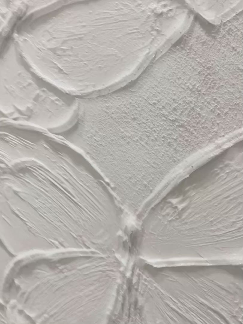 WHITE BUTTERFLIES: 3D Butterfly Impasto Painting, Vertical Wall Art - Image 3