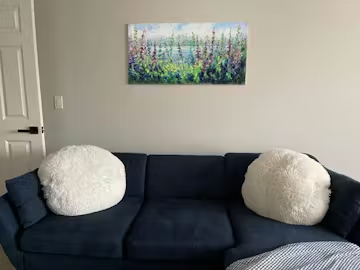 ALPINE MEADOW: Impasto Landscape Oil Painting with Wildflowers and Lake View photo review