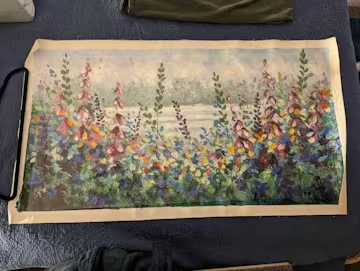ALPINE MEADOW: Impasto Landscape Oil Painting with Wildflowers and Lake View photo review