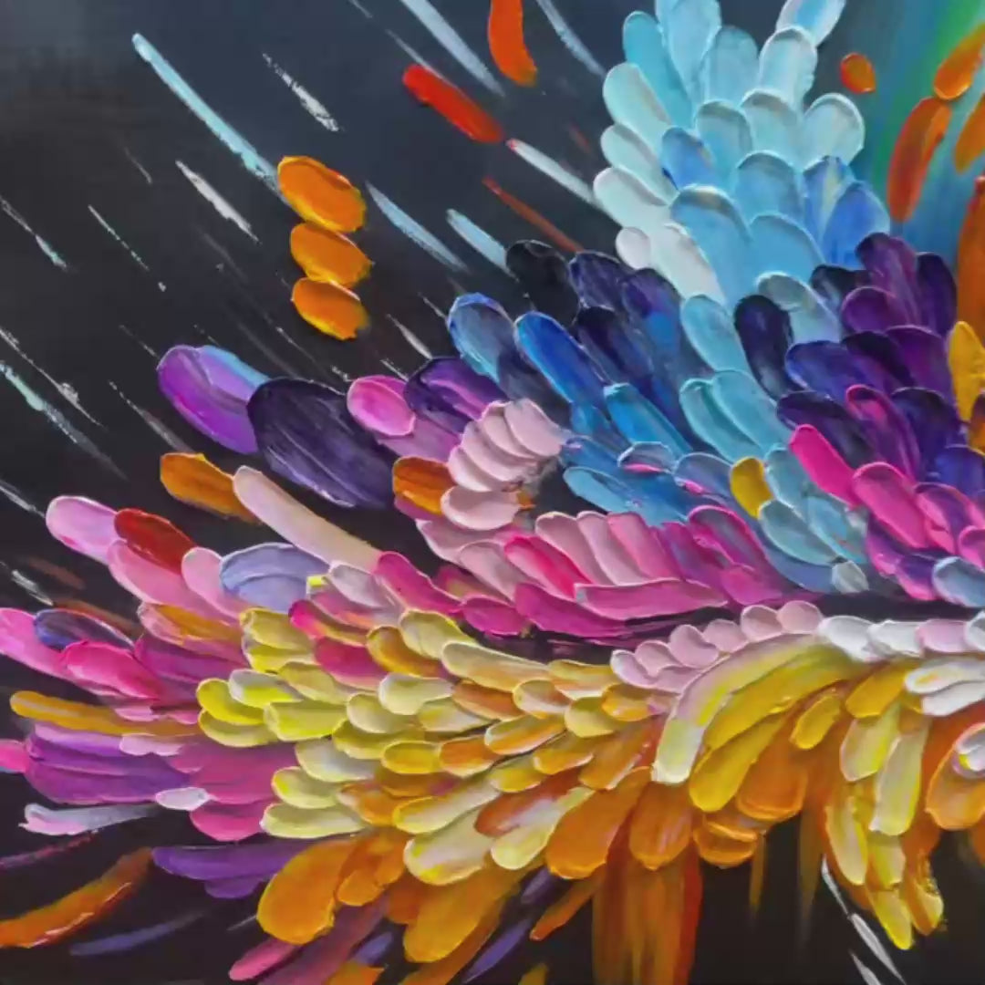 COSMIC BURST: Textured Impasto Abstract Oil Painting - Image 3