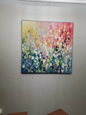 WILD BLOOM: Textured Abstract Colorful Floral Landscape Oil Painting photo review