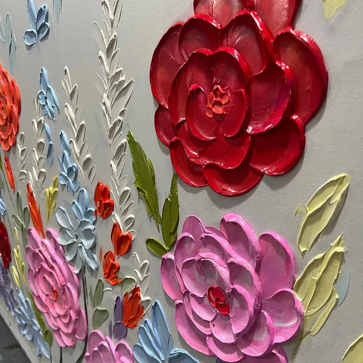 Hand-Painted Floral Oil Painting - Vibrant Garden Art - Image 3