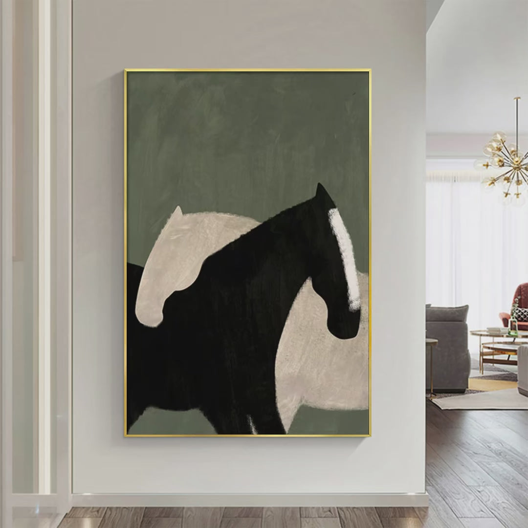 MINIMALIST HORSES: Abstract Horse Painting, Vertical Wall Art - Image 4