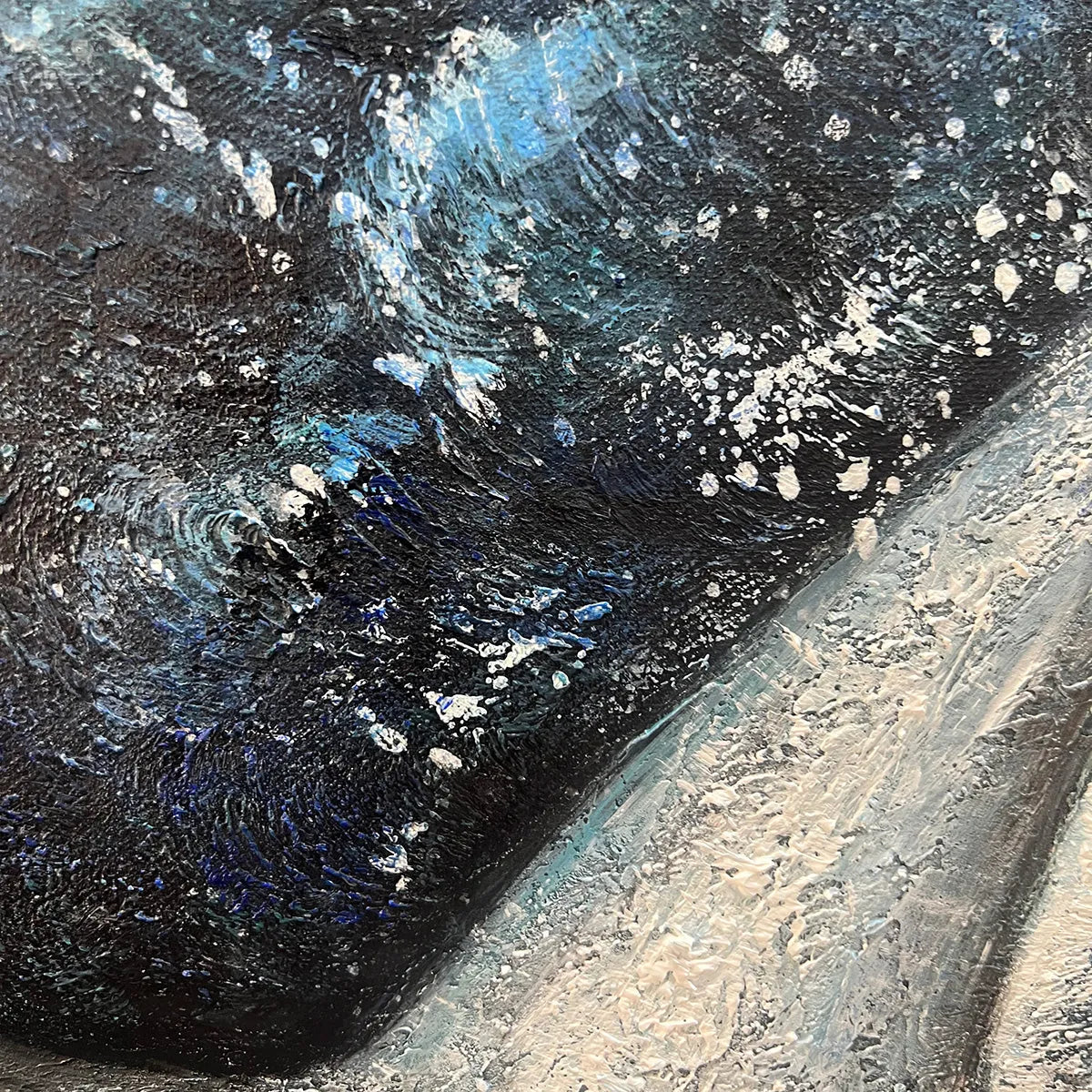 WHALE'S GRACE: Textured Whale Tail Painting, Ocean Animal Art, Blue, Living Room, Bedroom, Office - Image 3