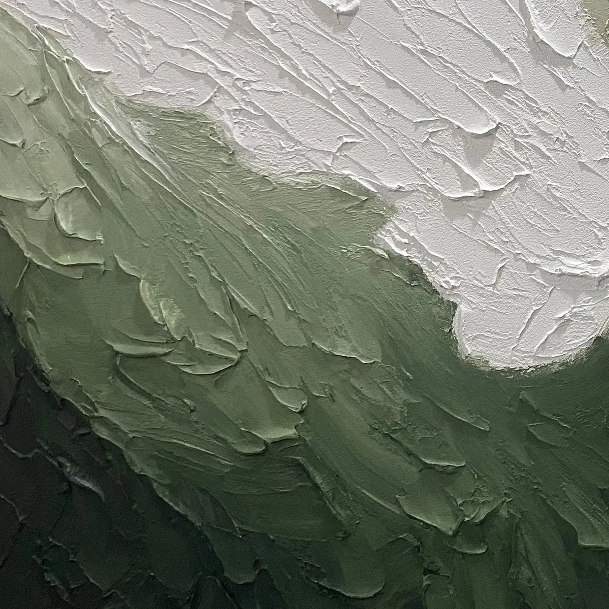 EMERALD FLOW: Textured Abstract Landscape Painting in Greens and White - Image 4