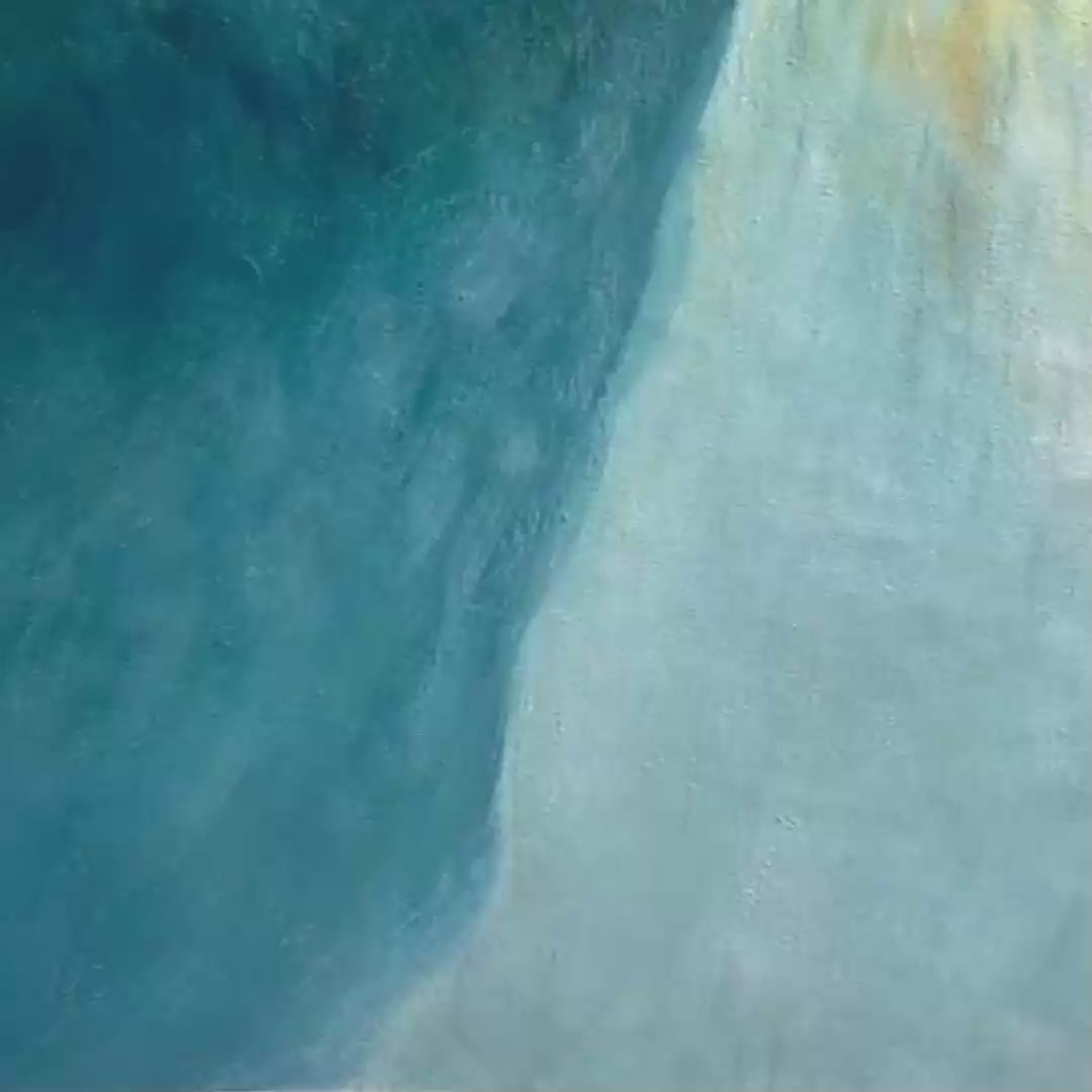 GOLDEN ABYSS: Abstract Teal and Gold Oil Painting - Image 3