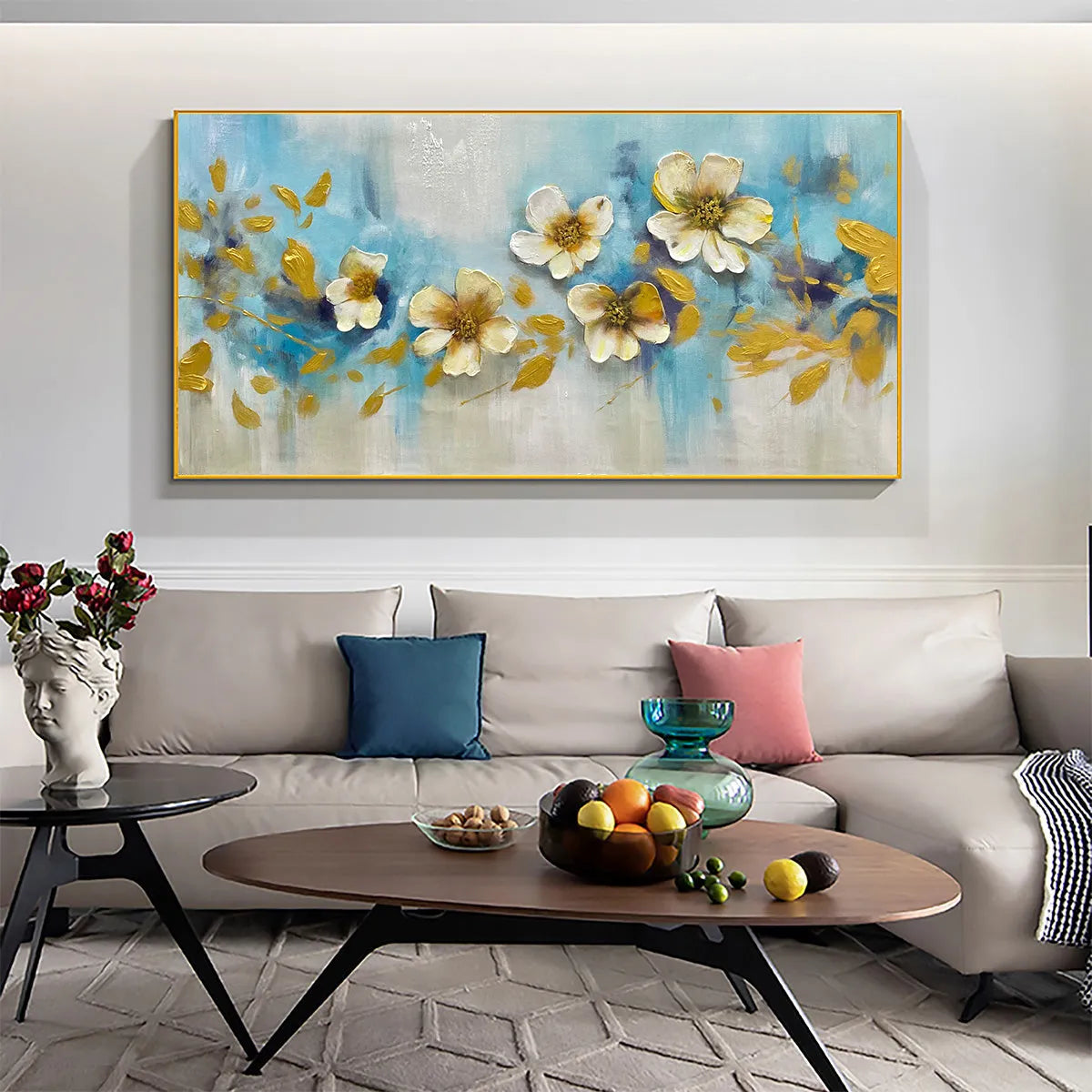 GOLDEN BLOSSOM DRIFT: Floral Painting with Gold Accents - Image 7