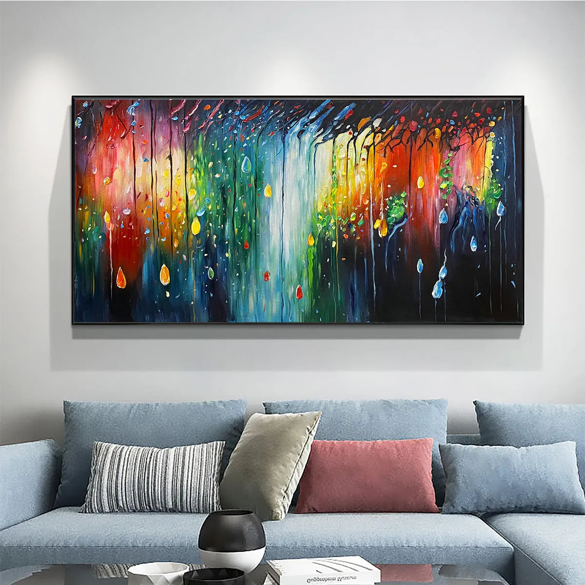 RAINFOREST MELODY: Abstract Painting, Colorful Waterfall, Living Room, Dining Room, Office - Image 2