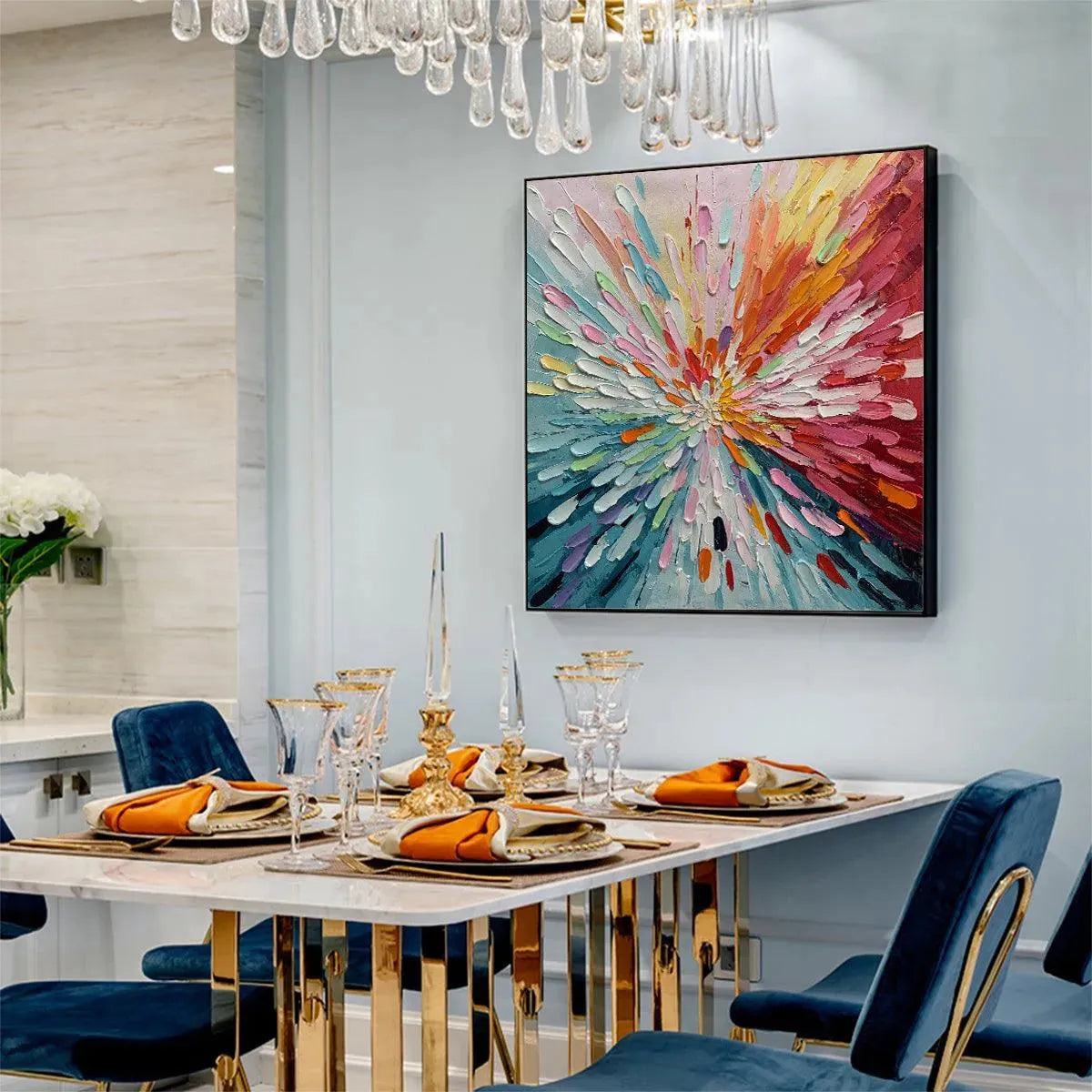 Colorful Abstract Burst Oil Painting - Modern Art - Image 7