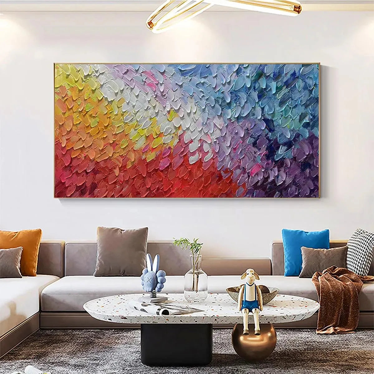 CHROMATIC FLOW: Colorful Abstract Painting, Textured Impasto, Panoramic Canvas, Modern Wall Art - Image 2