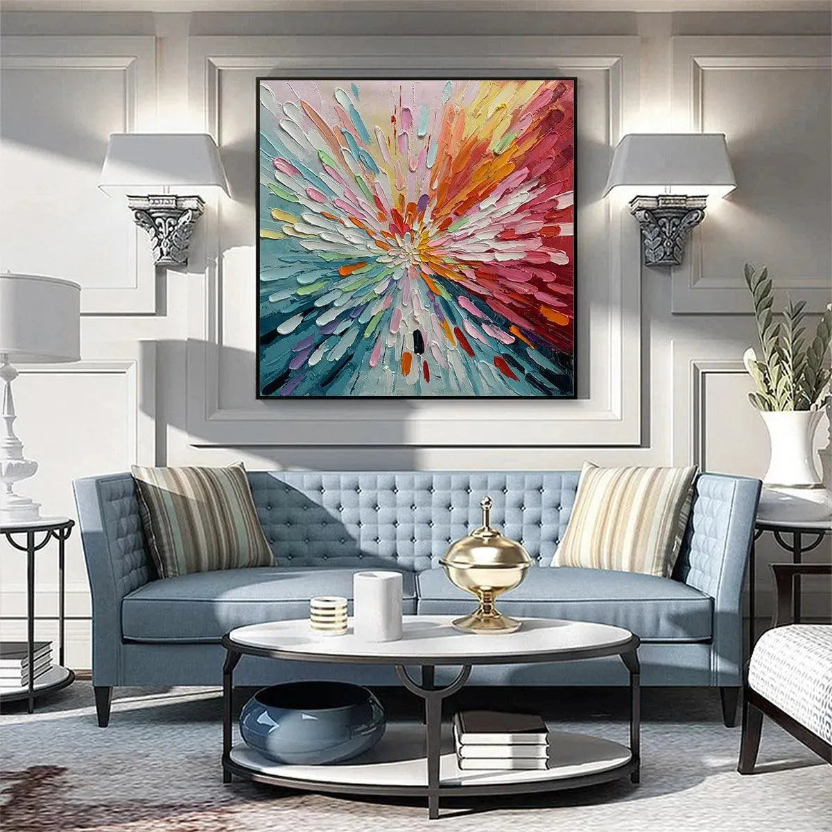 Colorful Abstract Burst Oil Painting - Modern Art - Image 6
