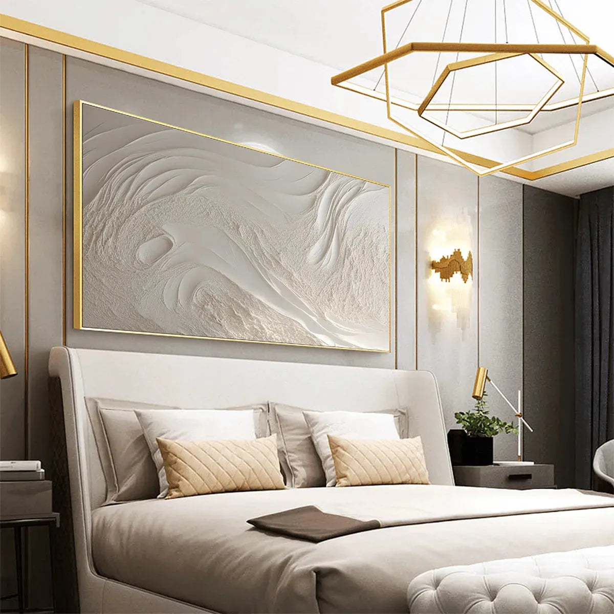 WHITE SANDS: Textured Abstract Painting in Off-White, Panoramic Canvas, Minimalist Wall Art - Image 6