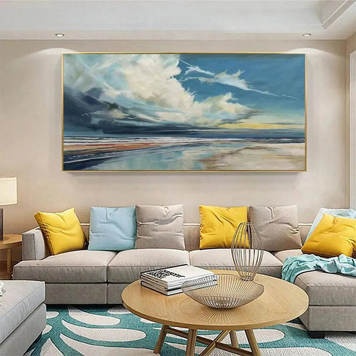Blue Beachscape Oil Painting - Serene Coastal Decor - Image 6