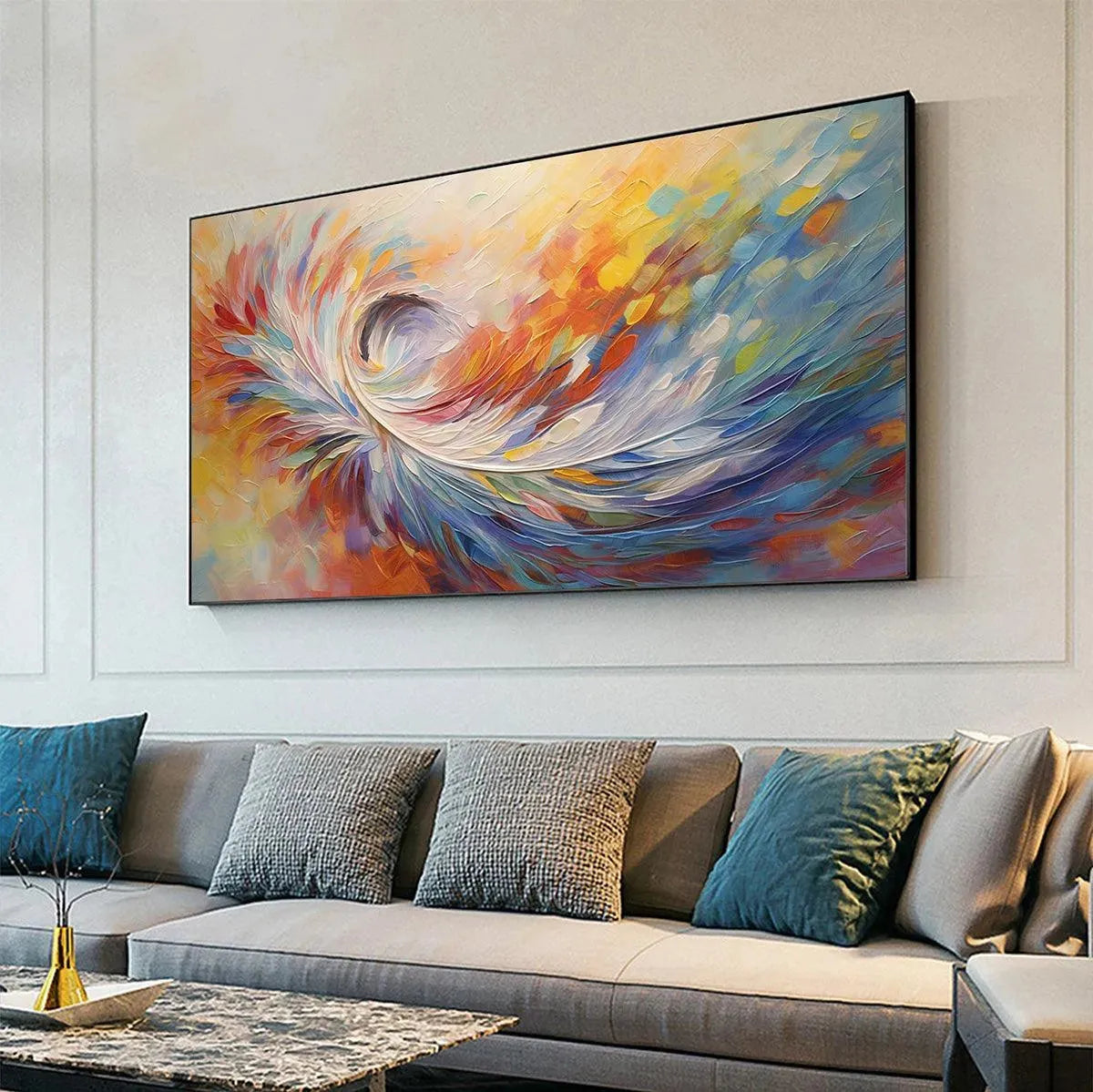 Abstract Swirl Oil Painting - Colorful Wall Art Decor - Image 5
