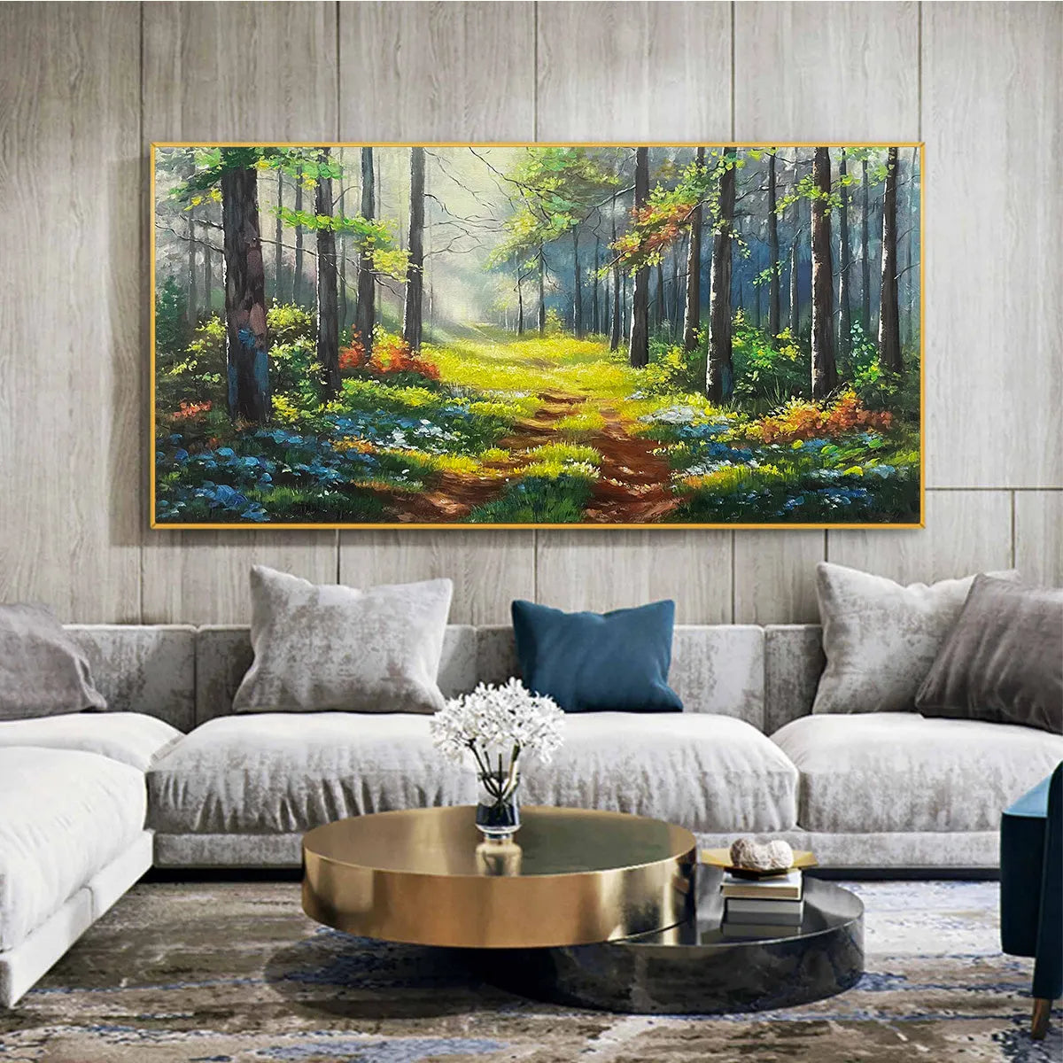 FOREST PATH: Forest Landscape Painting, Nature Trail, Green, Living Room, Bedroom, Office - Image 4