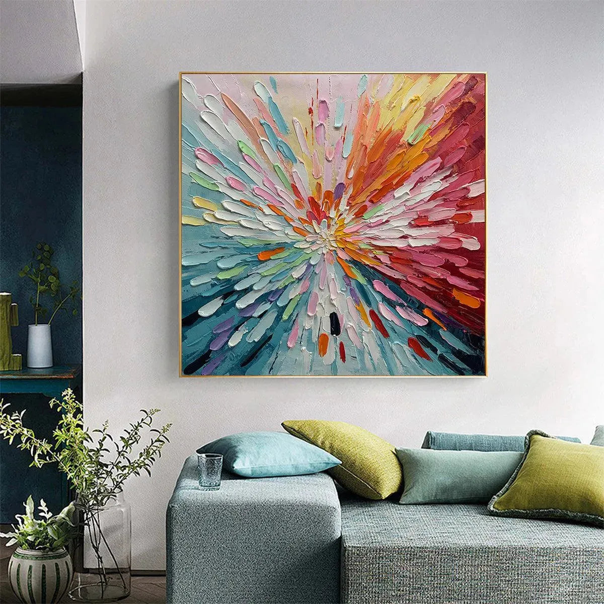 Colorful Abstract Burst Oil Painting - Modern Art - Image 4