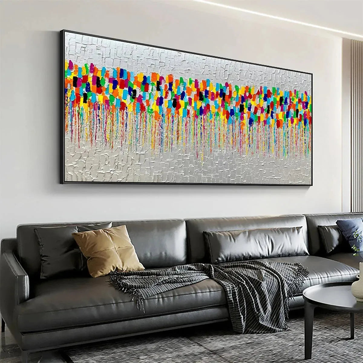 COLORFALL: Vibrant Abstract Oil Painting on Silver Leaf - Image 6