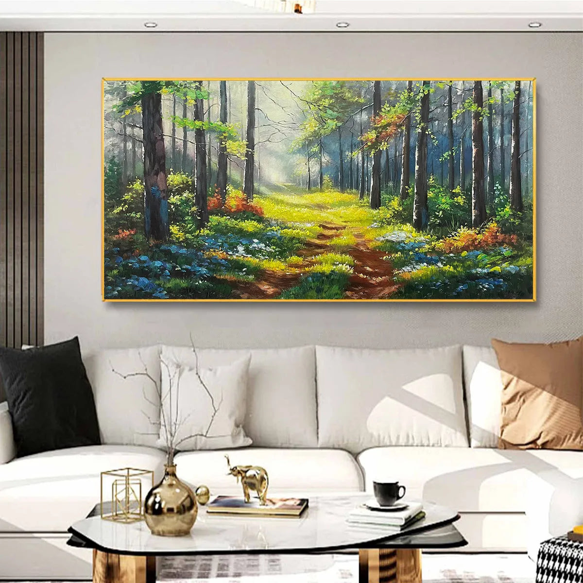 FOREST PATH: Forest Landscape Painting, Nature Trail, Green, Living Room, Bedroom, Office - Image 5