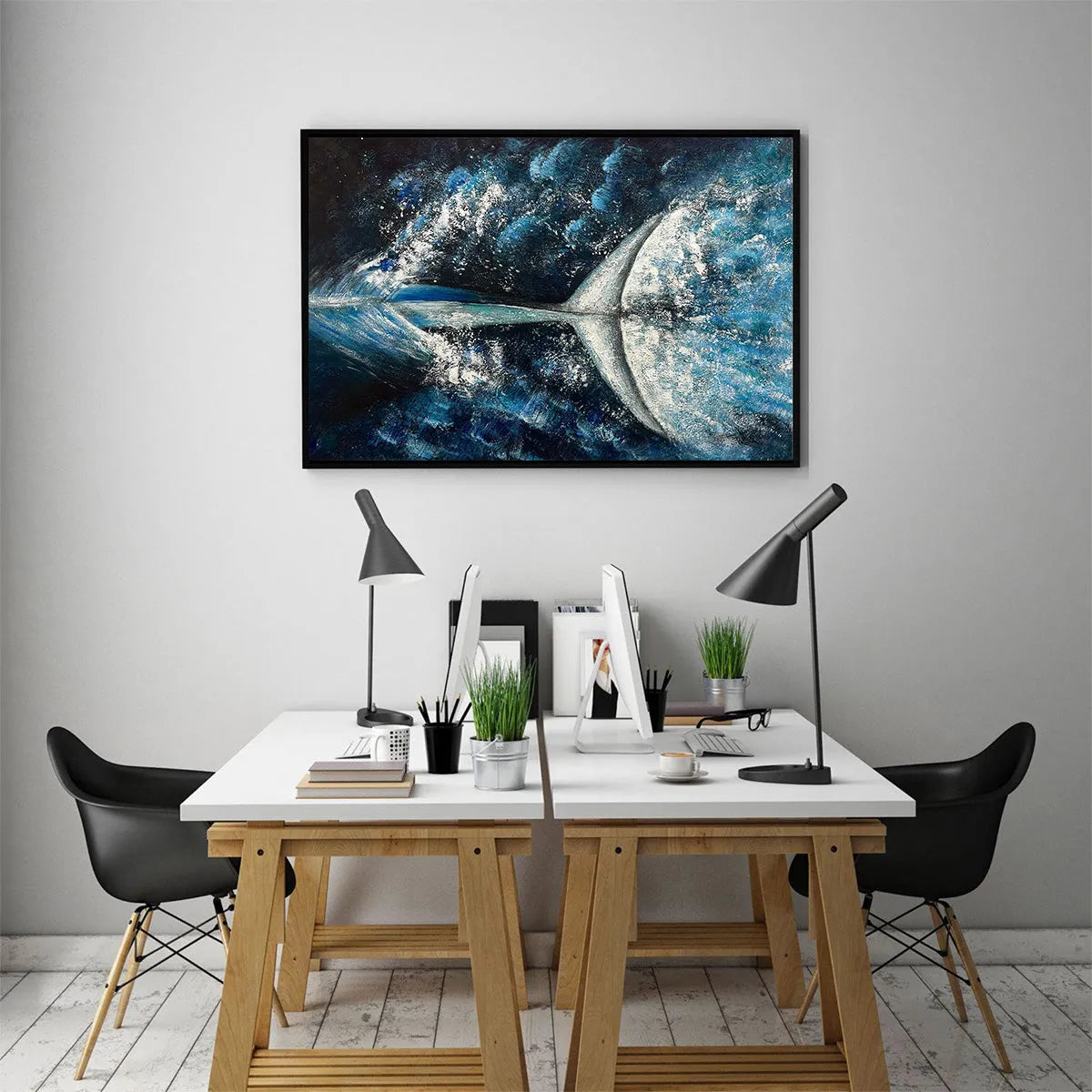 WHALE'S GRACE: Textured Whale Tail Painting, Ocean Animal Art, Blue, Living Room, Bedroom, Office - Image 7