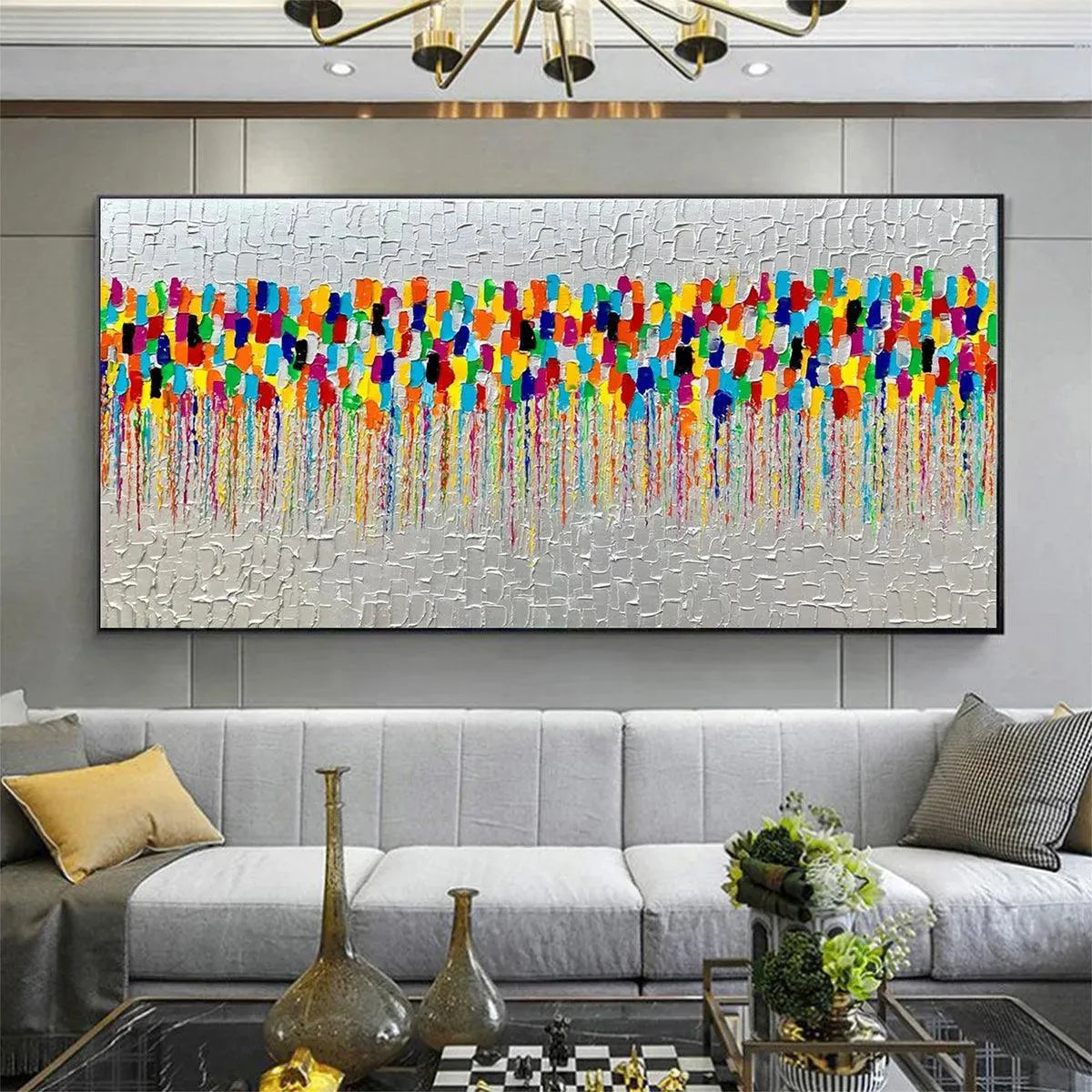 COLORFALL: Vibrant Abstract Oil Painting on Silver Leaf - Image 5