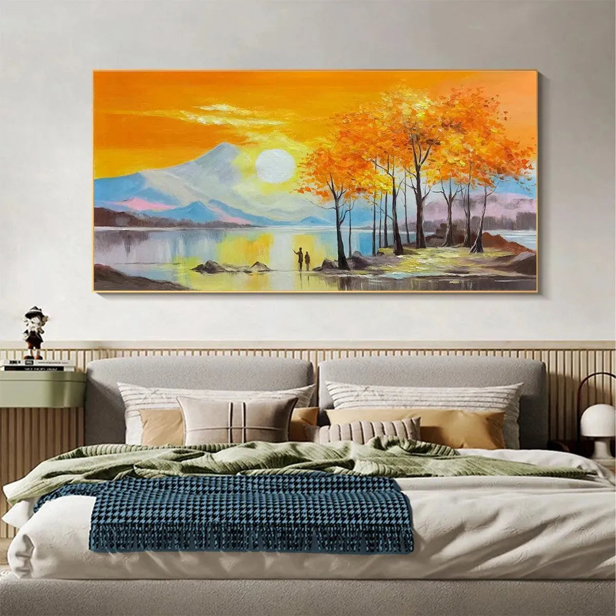 Sunset Landscape Oil Painting - Vibrant Orange Art - Image 3